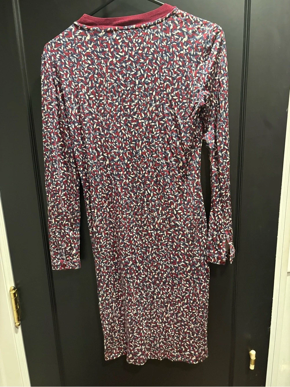 Tory Burch Maroon Multi-Print Long Sleeve Dress 100% silk size xs